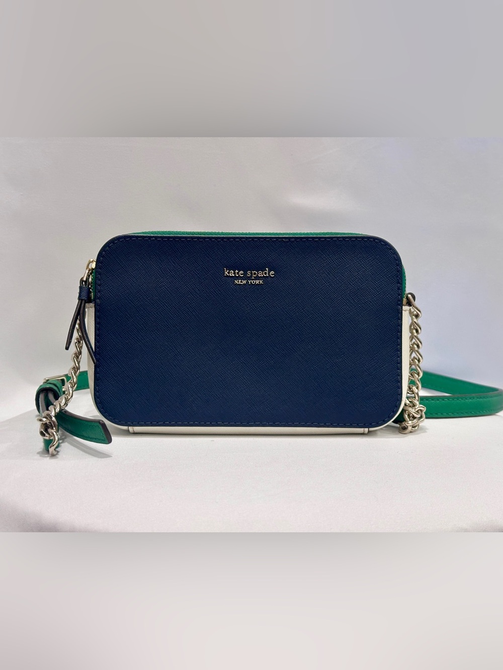kate spade Navy and Green Chain Strap Crossbody bag